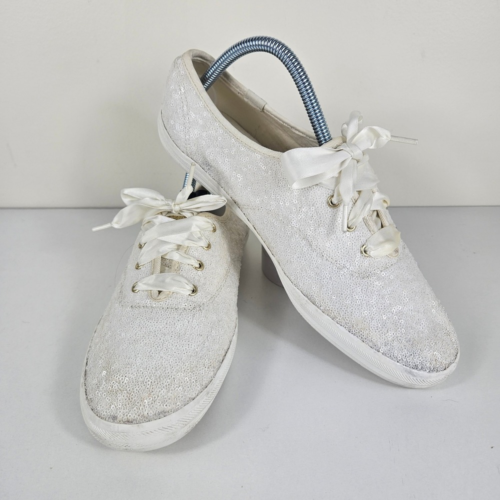 Keds Champion Sequins Celebrate Womens 9W White Sequin Sneakers Wedding